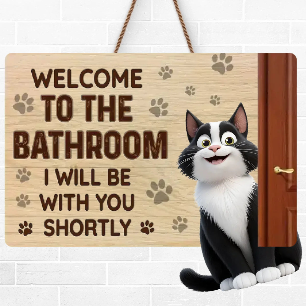 Panneau en bois personnalisé - Cadeaux d'anniversaire personnalisés pour les amoureux des chats, maman et papa chats - Attention, zone de poils de chat
