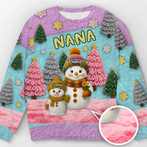 Custom Snowman Unisex Ugly Sweatshirt - Personalized Christmas Birthday Gifts For Mom, Grandma - Grandma And Kids Growing Joy