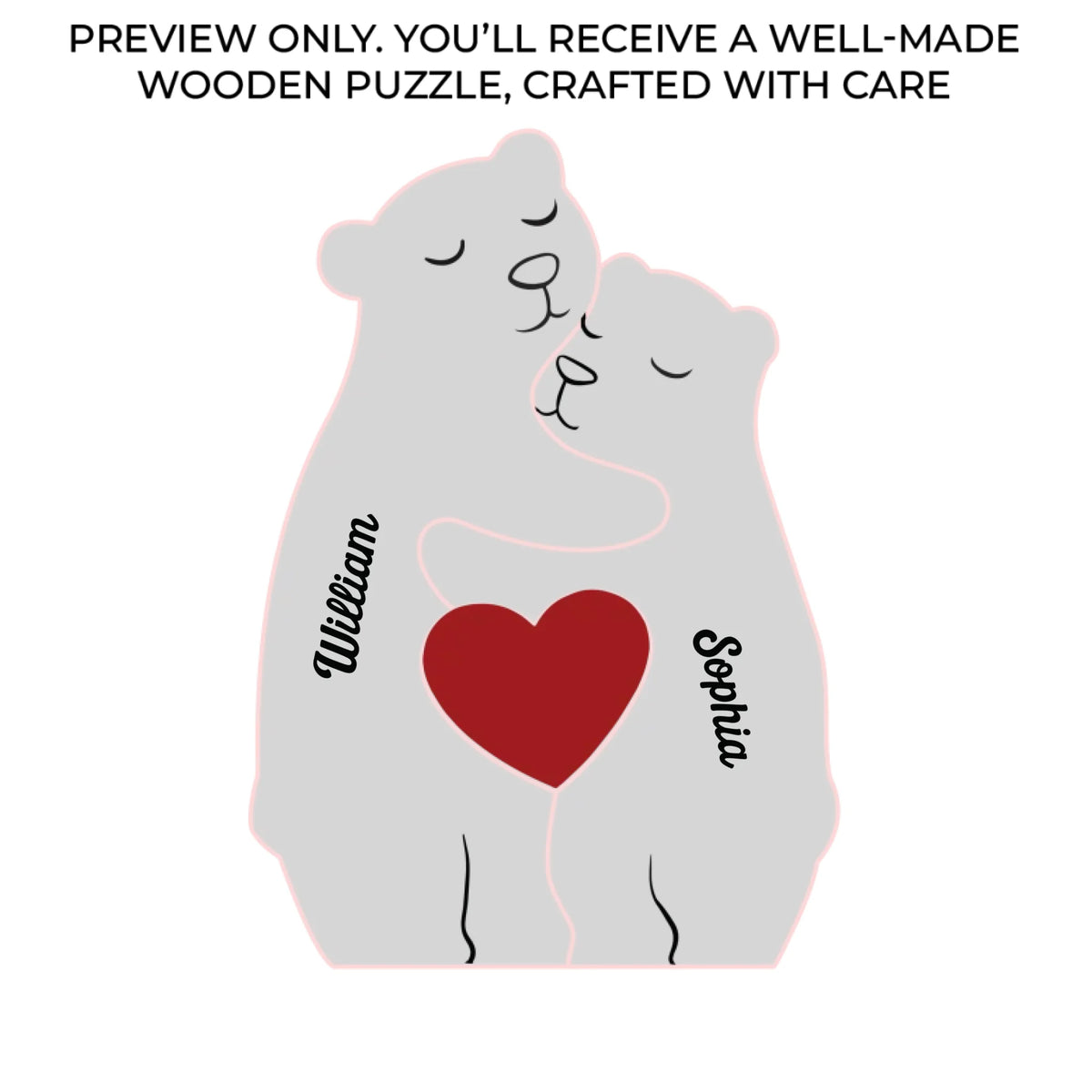 The Family Is One Of Nature’s Masterpieces - Family Personalized Custom Bear Shaped Wooden Art Puzzle - Wooden Pet Carvings, Wood Sculpture Table Ornaments, Carved Wood Decor - Gift For Family Members