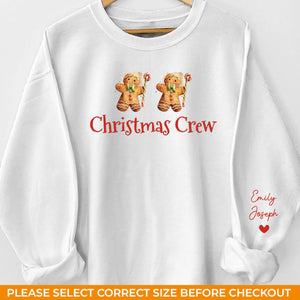 Holiday Wishes Made With Gingerbread Hugs And Peppermint Kisses - Family Personalized Custom Unisex Sweatshirt With Design On Sleeve - Christmas Gift For Family Members