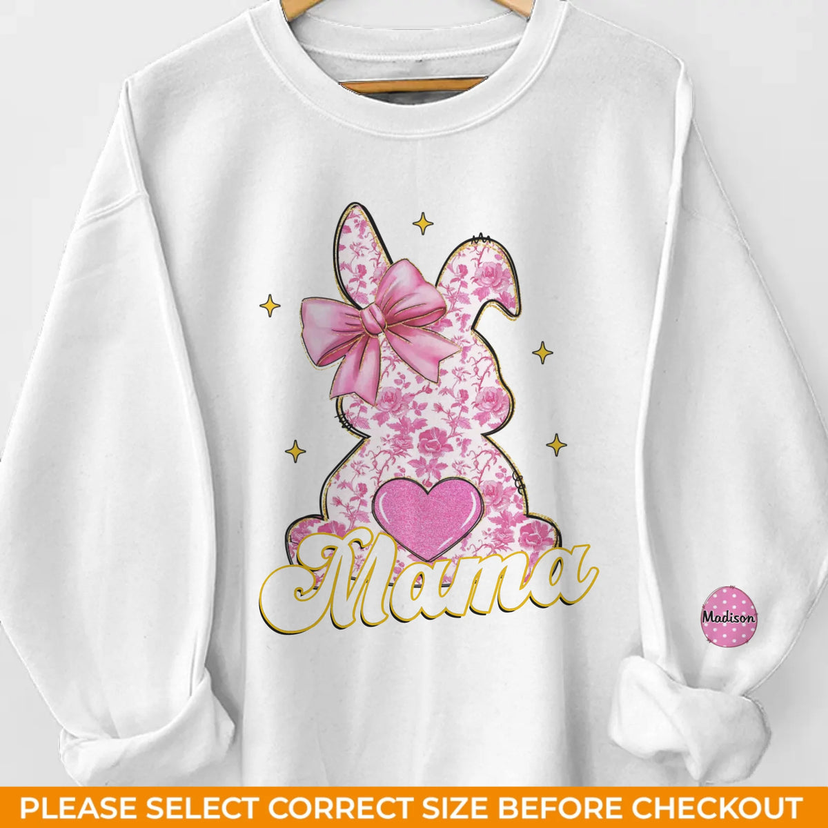 Mama Bunny & Her Little Loves - Family Personalized Custom Unisex Sweatshirt, Hoodie With Design On Sleeve - Easter Gift For Mom, Grandma