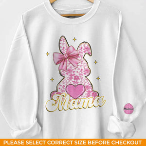 Mama Bunny & Her Little Loves - Family Personalized Custom Unisex Sweatshirt, Hoodie With Design On Sleeve - Easter Gift For Mom, Grandma