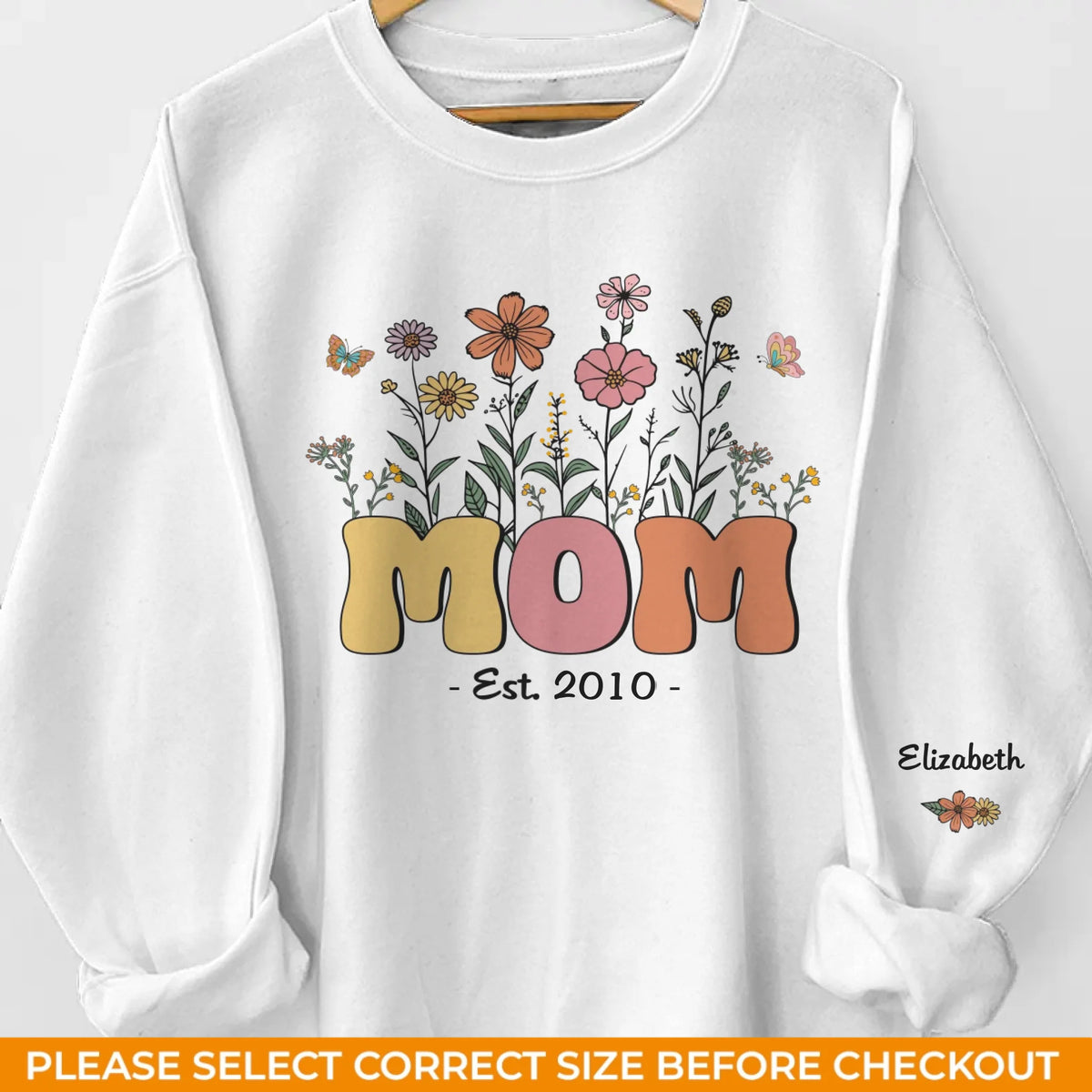 Maman, un jardin d'amour - Sweat-shirt unisexe personnalisé avec motif sur la manche - Fête des Mères, cadeau pour maman, grand-mère