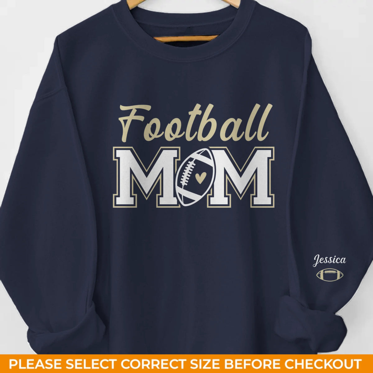 Custom Football Mom Unisex Sweatshirt, Hoodie With Design On Sleeve Personalized Birthday Football Gifts For Mom, Football Lovers, NFL Fans, Sport Lovers - Proud Football Mama with Kids Name