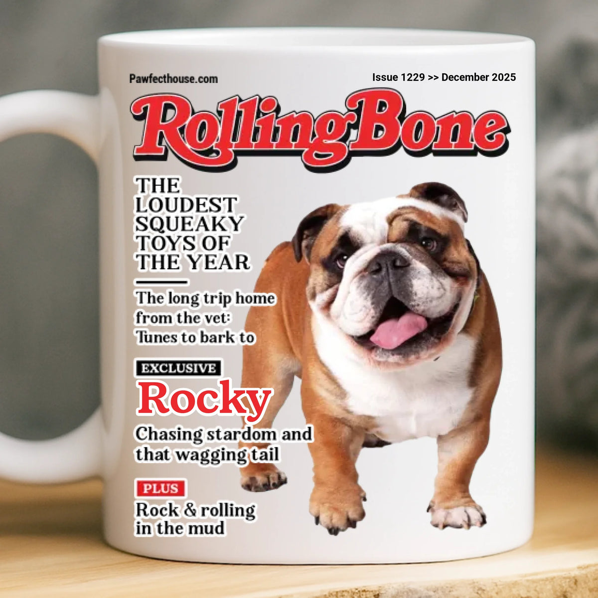 Custom Photo Magazine Mug - Personalized Birthday Gifts For Dog Lovers, Dog Dad And Mom - Smiling Because Of You