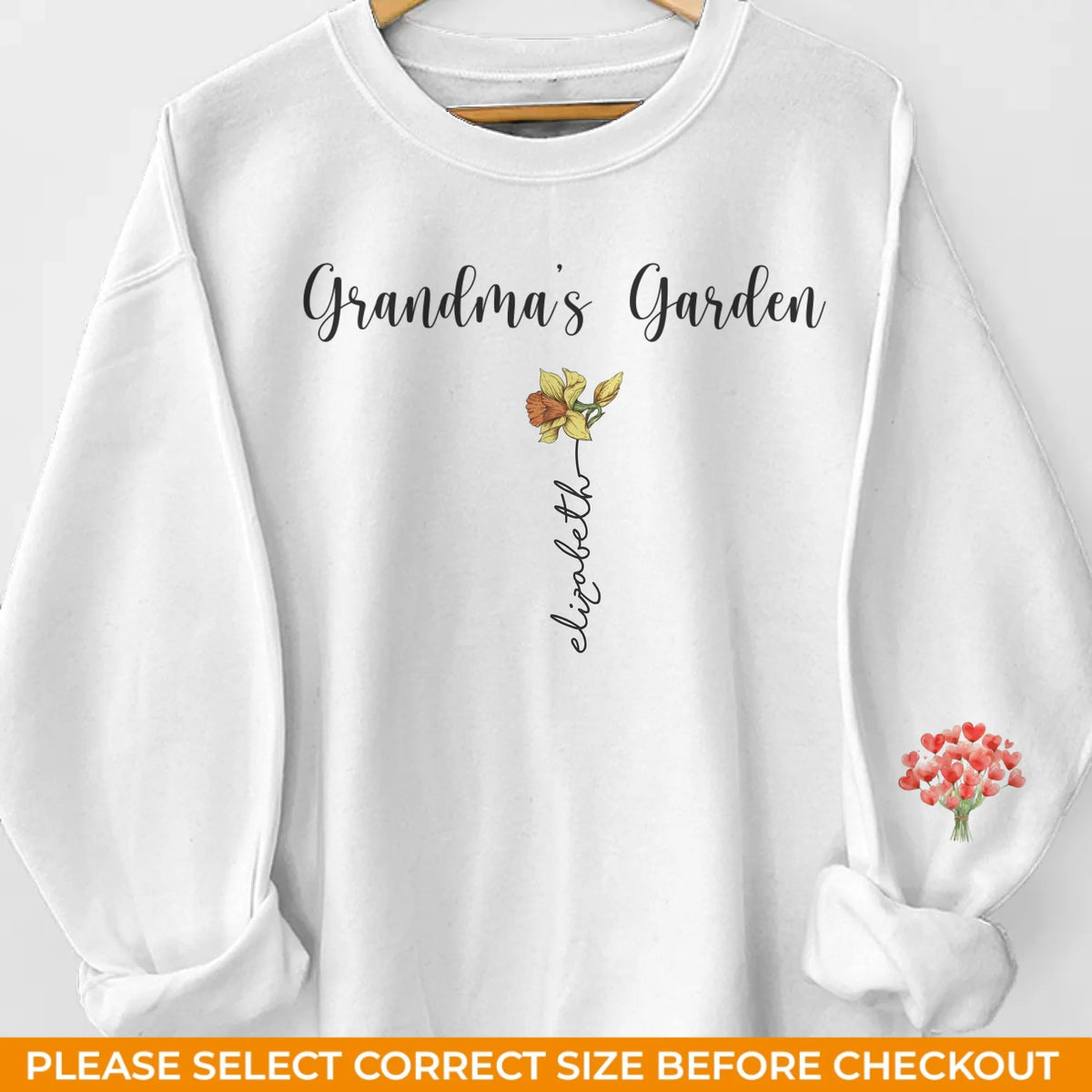 Custom Unisex Sweatshirt, Hoodie With Design On Sleeve - Personalized Birthday Gifts For Mom, Grandma - Wrapped In Love