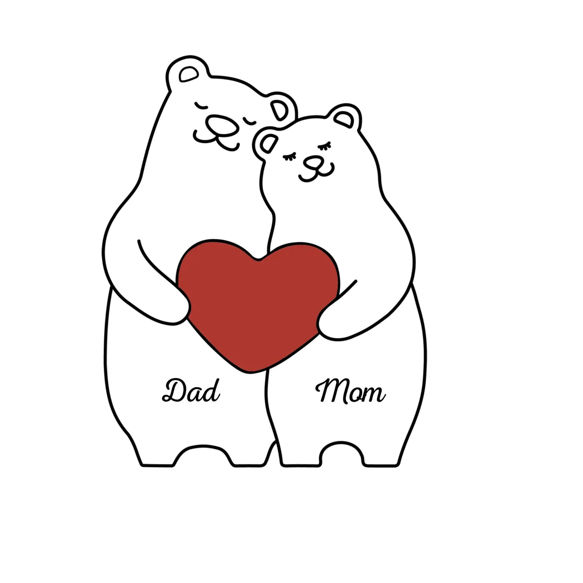 A Bear Hug Is The Perfect Blend Of Strength And Tenderness - Family Personalized Custom Bear Shaped Wooden Art Puzzle - Wooden Pet Carvings, Wood Sculpture Table Ornaments, Carved Wood Decor - Gift For Family Members