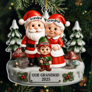 Custom Acrylic Ornament - Personalized Christmas Birthday Gifts For Grandpa, Grandma - Smiles Shine Bright Waiting For Santa