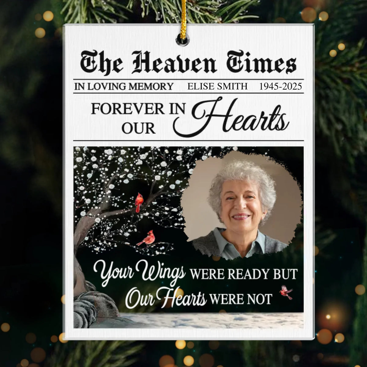 Custom Photo Acrylic Ornament - Personalized Christmas Memorial Sympathy Gifts For Loss Of Mom, Dad - In Our Hearts Forevermore