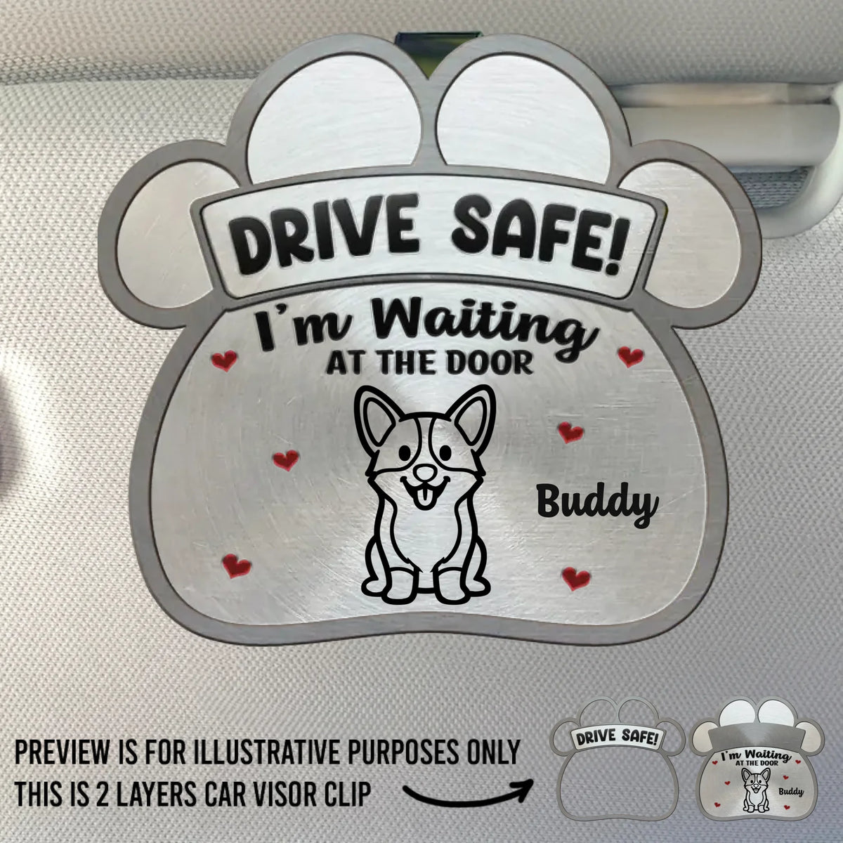 Custom Car Visor Clip - Personalized Birthday Gifts For Dog Cat Lovers, Dog Dad And Mom, Cat Owners - Drive Safe, Love Waits