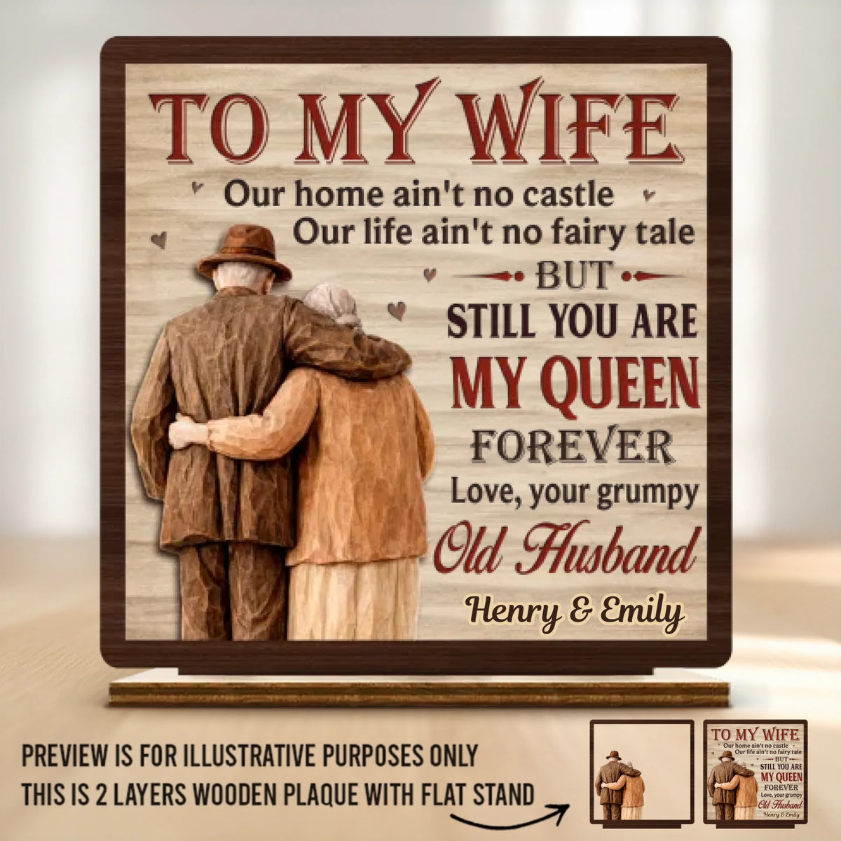 Custom 2-Layered Wooden Plaque - Personalized Anniversary Wedding Gifts For Husband And Wife, Him And Her - Our Bond Feels Natural