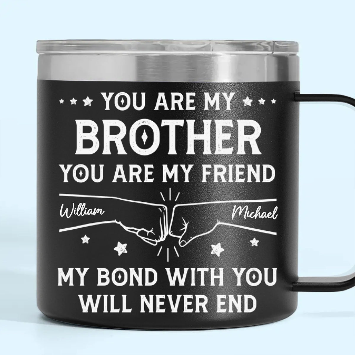 Custom 14oz Stainless Steel Tumbler With Handle -  Personalized Birthday Gifts For Dad, Brother, Sister, Kids - Love In Every Sip