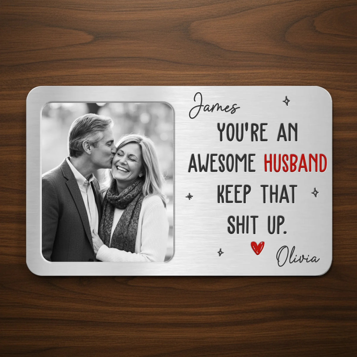 Custom Photo Aluminum Wallet Card - Personalized Anniversary Wedding Gifts For Husband And Wife, Him And Her - We Grow Stronger Together