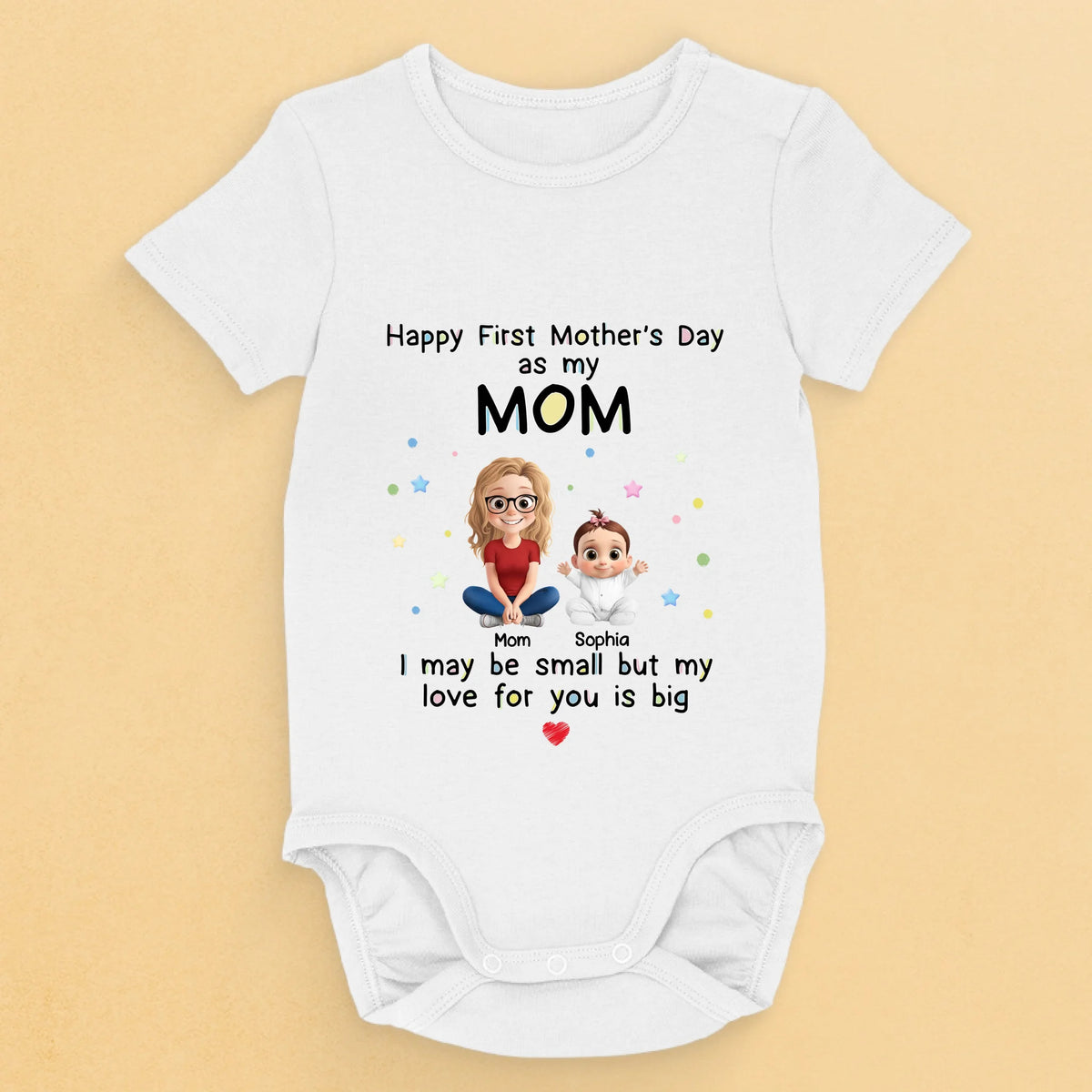 Custom First Mother's Day Baby Onesie - Personalized Baby Shower, Gender Reveal Gifts For New Moms, New Dads, New Parents - Our Greatest Gift