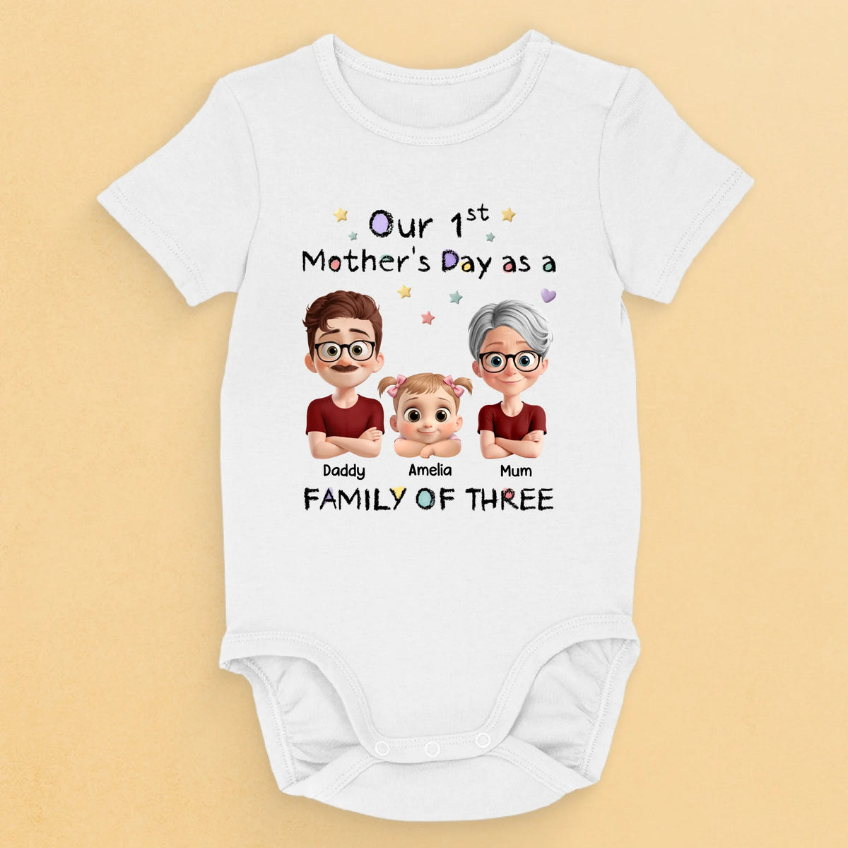 Custom First Mother's Day Baby Onesie - Personalized Baby Shower, Gender Reveal Gifts For New Moms, New Dads, New Parents - Made Of Love