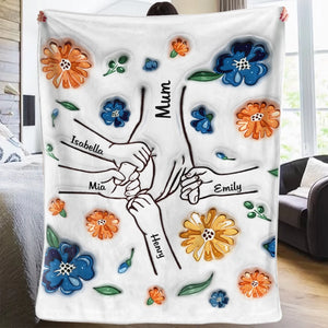 Custom 3D Inflated Effect Printed Blanket  - Personalized Mother's Day Birthday Gift For Mum, Grandma - Forever Linked By Love