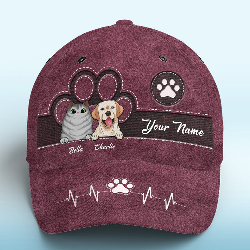Casquette rose « Keep Calm And Love Dogs » personnalisée pour chien et chat, imprimé intégral, cadeau idéal pour les propriétaires et les amoureux des animaux.