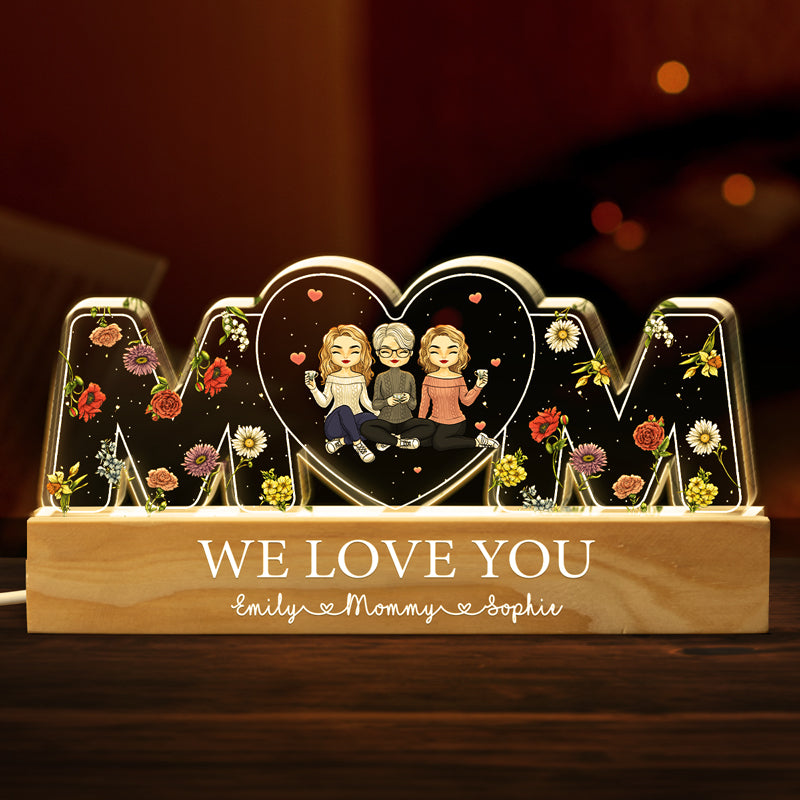 Mom, We Love You - Family Personalized Custom Acrylic Letters 3D LED Night Light - Mother's Day, Gift For Mom