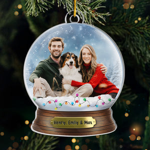 Custom Photo Having A Pawsome Christmas, One Nap At A Time! - Couple Personalized Custom Ornament - Acrylic Custom Shaped - Christmas Gift For Husband Wife, Pet Owners, Pet Lovers