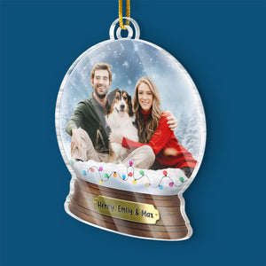 Custom Photo Having A Pawsome Christmas, One Nap At A Time! - Couple Personalized Custom Ornament - Acrylic Custom Shaped - Christmas Gift For Husband Wife, Pet Owners, Pet Lovers