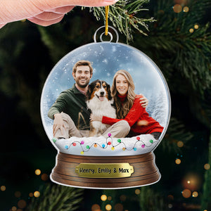 Custom Photo Having A Pawsome Christmas, One Nap At A Time! - Couple Personalized Custom Ornament - Acrylic Custom Shaped - Christmas Gift For Husband Wife, Pet Owners, Pet Lovers