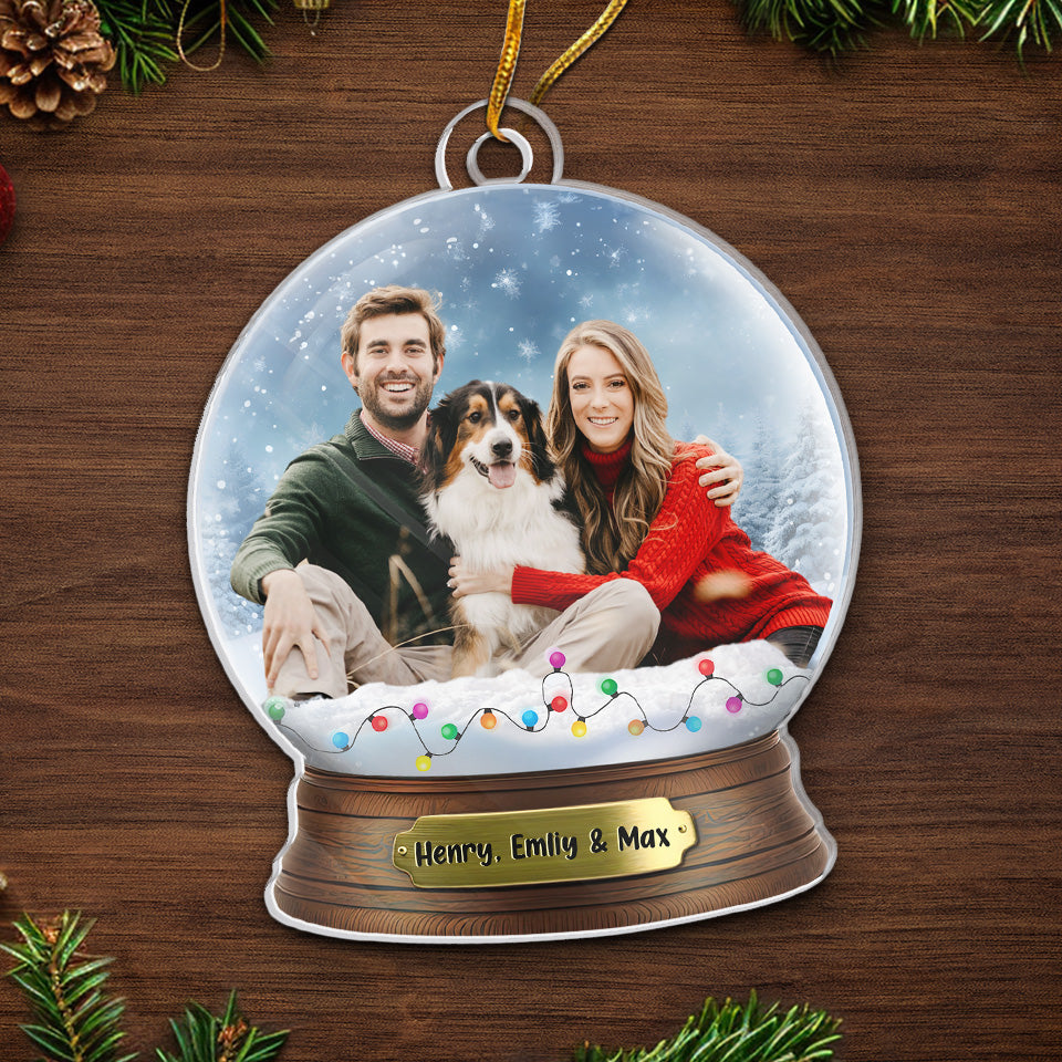 Custom Photo Having A Pawsome Christmas, One Nap At A Time! - Couple Personalized Custom Ornament - Acrylic Custom Shaped - Christmas Gift For Husband Wife, Pet Owners, Pet Lovers
