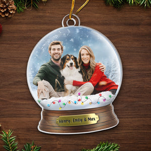 Custom Photo Having A Pawsome Christmas, One Nap At A Time! - Couple Personalized Custom Ornament - Acrylic Custom Shaped - Christmas Gift For Husband Wife, Pet Owners, Pet Lovers