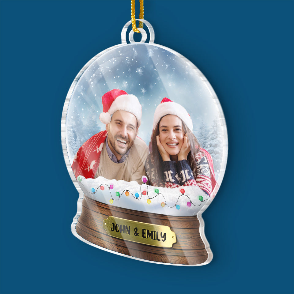 Photo personnalisée « Là où il y a de l'amour, il y a de la vie » - Ornement personnalisé pour couple - Forme personnalisée en acrylique - Cadeau de Noël pour mari et femme, anniversaire