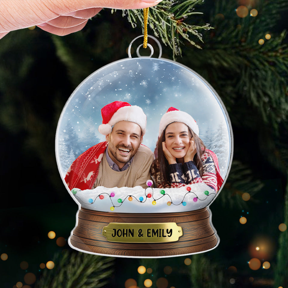 Photo personnalisée « Là où il y a de l'amour, il y a de la vie » - Ornement personnalisé pour couple - Forme personnalisée en acrylique - Cadeau de Noël pour mari et femme, anniversaire
