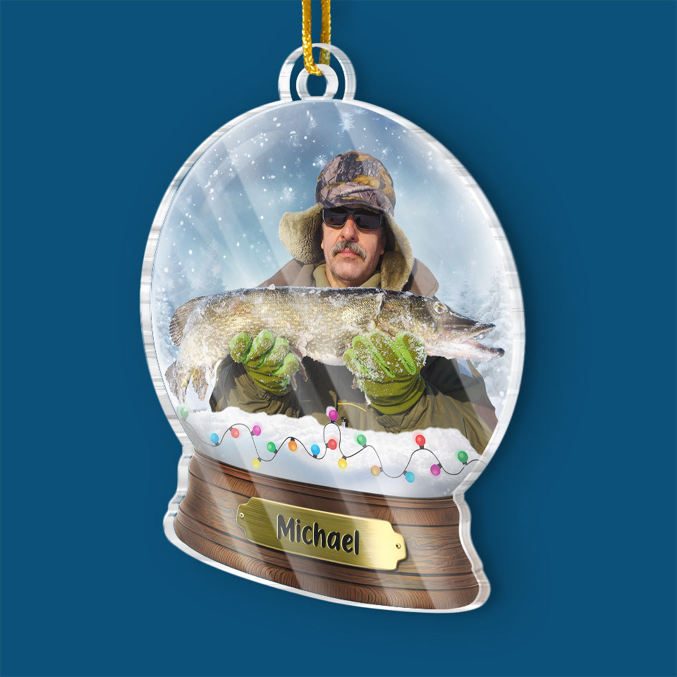Photo personnalisée Il n'y a pas de mauvaise journée quand on pêche - Ornement de pêche personnalisé personnalisé - Forme personnalisée en acrylique - Cadeau de Noël pour les amateurs de pêche, pêcheur