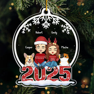 Grateful To Be Blessed With Such A Wonderful Family - Dog & Cat Personalized Custom Ornament - Acrylic Snow Globe Shaped - Christmas Gift For Pet Owners, Pet Lovers