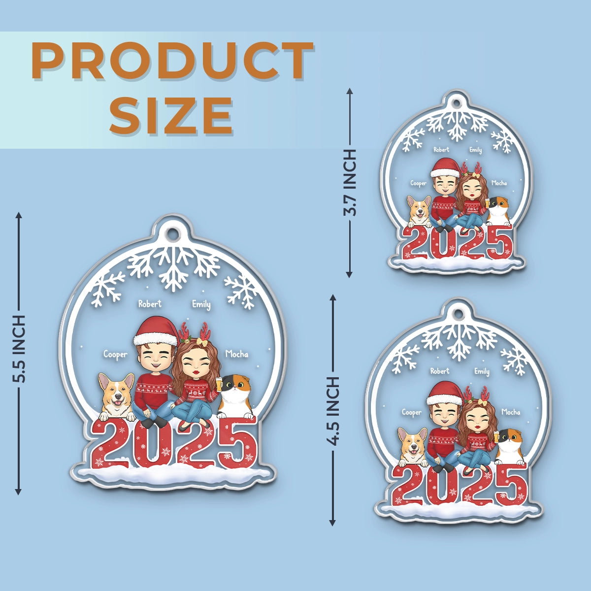 Grateful To Be Blessed With Such A Wonderful Family - Dog & Cat Personalized Custom Ornament - Acrylic Snow Globe Shaped - Christmas Gift For Pet Owners, Pet Lovers