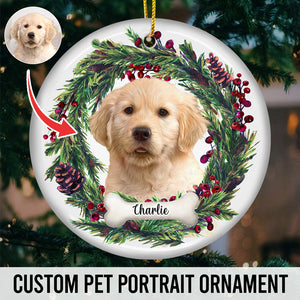 Décoration de Noël personnalisée pour bébé en fourrure avec photo - Décoration ronde en céramique pour chien et chat - Cadeau de Noël pour les propriétaires et les amoureux des animaux