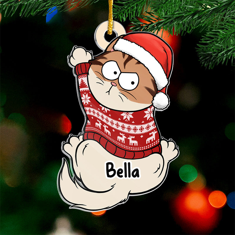 Chat dans l'esprit des fêtes - Ornement personnalisé en acrylique - Forme personnalisée - Cadeau de Noël pour les propriétaires et les amoureux des animaux