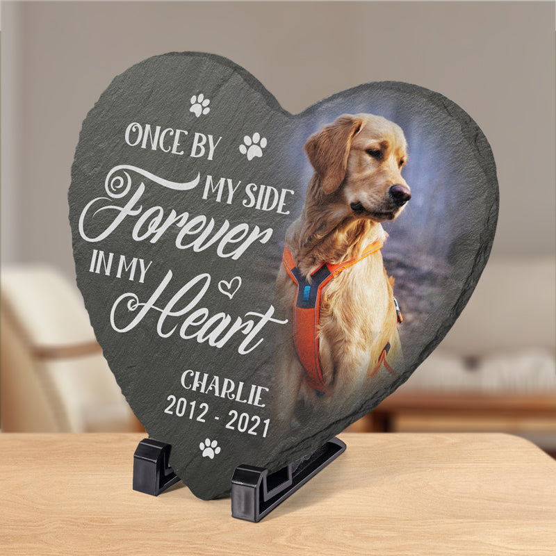 Custom Photo Heart Shaped Memorial Stone - Personalized Pet Memorial Sympathy Gifts For Dogs, Cats - Always My Friend, Now My Angel