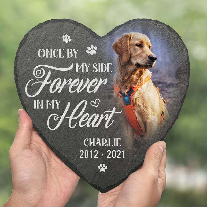 Custom Photo Heart Shaped Memorial Stone - Personalized Pet Memorial Sympathy Gifts For Dogs, Cats - Always My Friend, Now My Angel