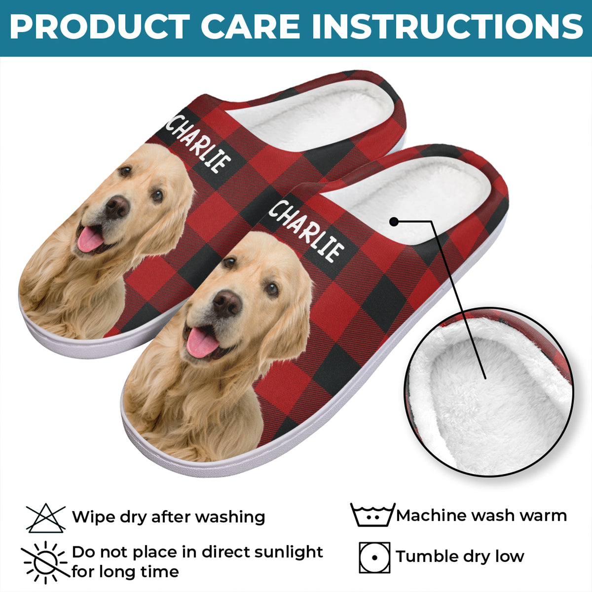Custom Photo Fluffy Slippers - Personalized Birthday Gifts For Dog Cat Lovers, Dog Dad And Mom, Cat Owners - Happiness Is A Warm Puppy