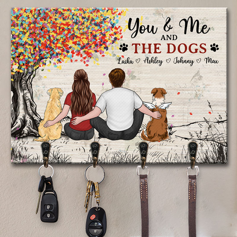 Juste toi, moi et les chiens - Décoration commémorative personnalisée pour la maison, porte-clés en forme personnalisée, porte-clés - Cadeau de condoléances pour les propriétaires d'animaux et les amoureux des animaux