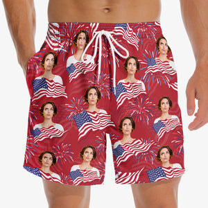 Custom Photo Today We Celebrate - Dog & Cat Personalized Custom Patriotic Men Beach Shorts - Independence Day, 4th Of July, Summer Vacation Gift, Birthday Party Gift For Pet Owners, Pet Lovers