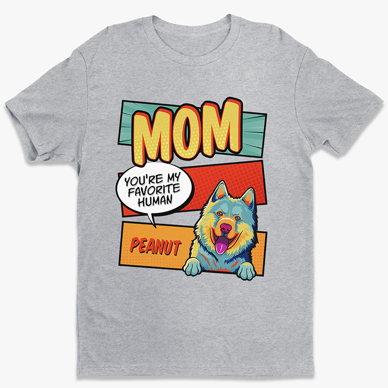 T-shirt, sweat à capuche et sweat-shirt unisexe personnalisé « Maman, papa, mon humain préféré » Pop Art - Cadeau pour les propriétaires et les amoureux des animaux