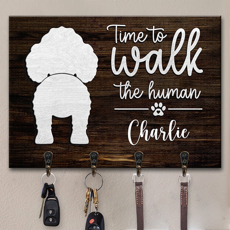 Porte-clés rectangulaire personnalisé « Time To Walk The Human » - Cadeau pour les propriétaires et les amoureux des animaux