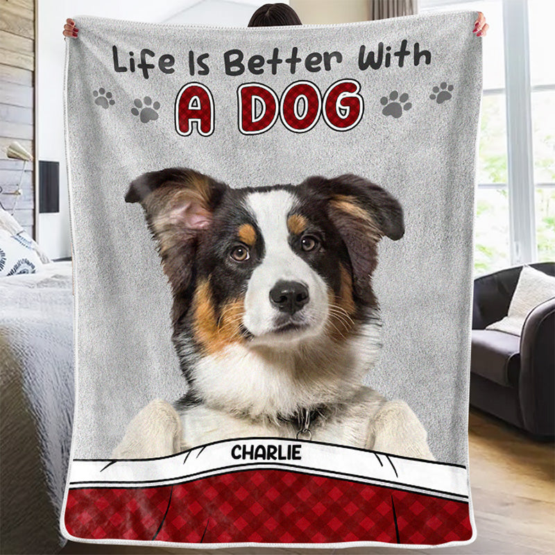 Couverture personnalisée pour bébé avec photo « Demandez-moi des nouvelles de mes chiens et chats » – Cadeau pour propriétaires et amoureux des animaux