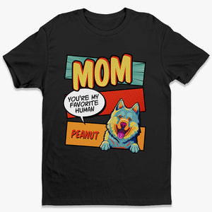 T-shirt, sweat à capuche et sweat-shirt unisexe personnalisé « Maman, papa, mon humain préféré » Pop Art - Cadeau pour les propriétaires et les amoureux des animaux