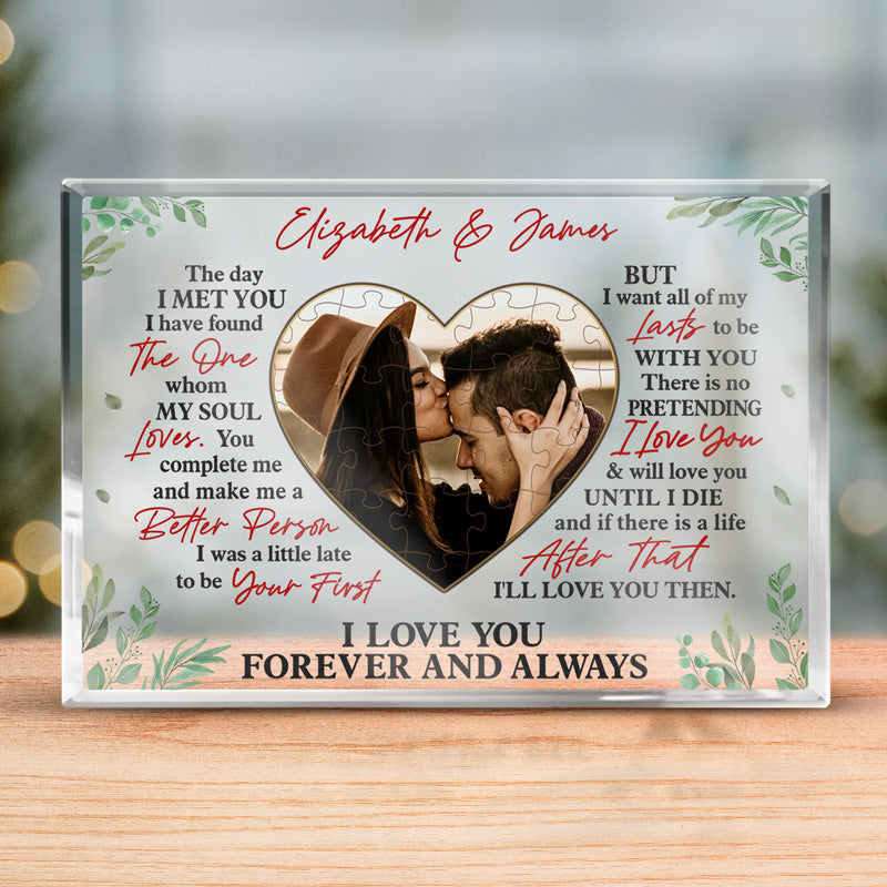 Photo personnalisée « Le jour où je t'ai rencontré » - Plaque rectangulaire en acrylique personnalisée pour couple - Cadeau pour mari et femme, anniversaire