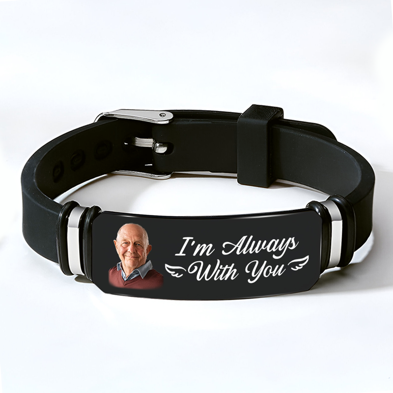 Photo personnalisée toujours avec vous - Bracelet personnalisé commémoratif personnalisé - Cadeau de condoléances pour les membres de la famille