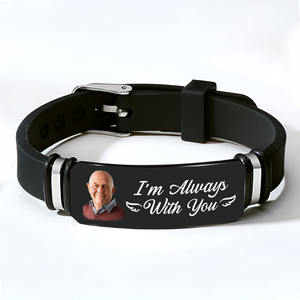 Photo personnalisée toujours avec vous - Bracelet personnalisé commémoratif personnalisé - Cadeau de condoléances pour les membres de la famille