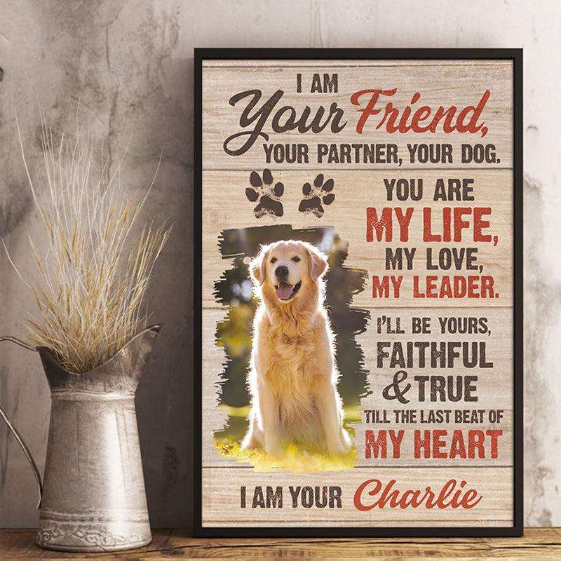 Photo personnalisée « Jusqu'au dernier battement de mon cœur » - Affiche verticale personnalisée pour chien - Cadeau pour propriétaires et amoureux des animaux