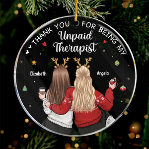 Merci d'être mes thérapeutes bénévoles - Décoration personnalisée Bestie - Forme ronde en acrylique - Cadeau de Noël pour meilleures amies, meilleures amies, sœurs
