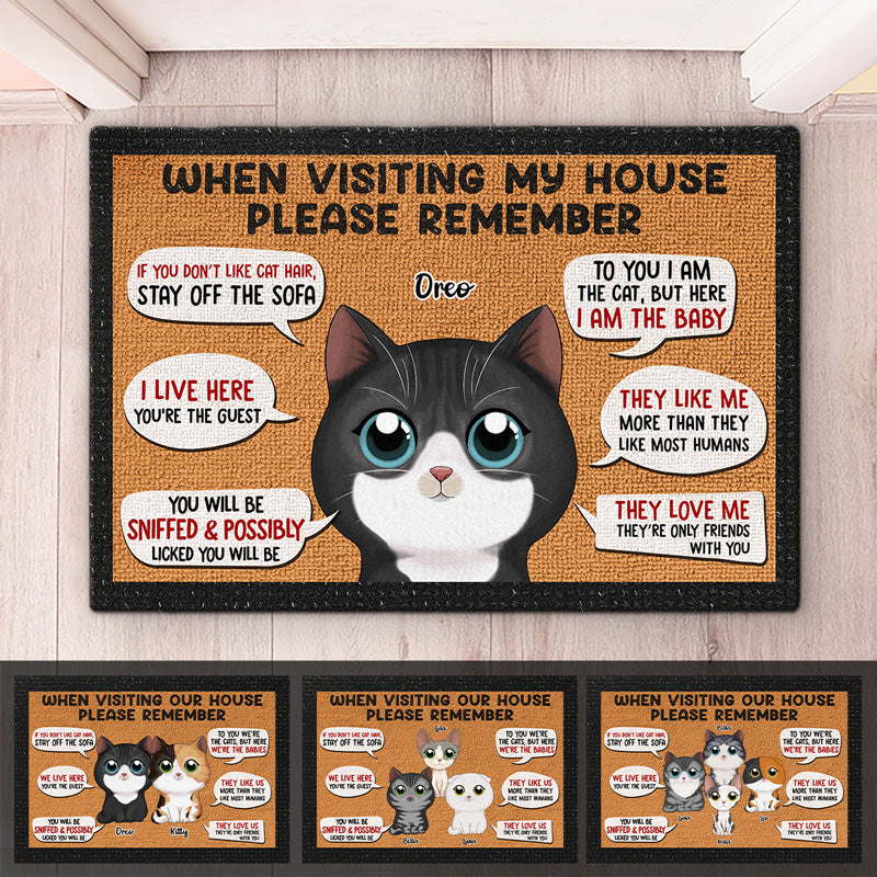 Souvenez-vous de votre visite chez nous ! Tapis décoratif personnalisé pour chat ! Cadeau pour les propriétaires et les amoureux des animaux.