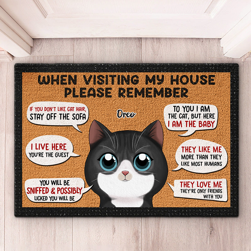 Souvenez-vous de votre visite chez nous ! Tapis décoratif personnalisé pour chat ! Cadeau pour les propriétaires et les amoureux des animaux.
